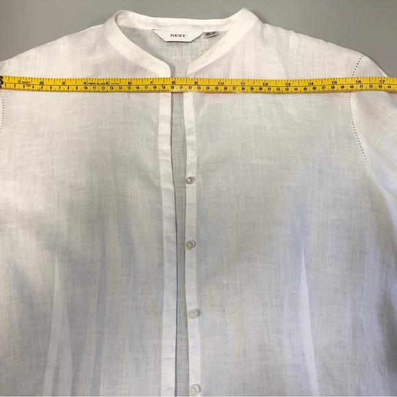 NEXT White Linen Button Down Blouse, Sz 10 - Picture 8 of 12